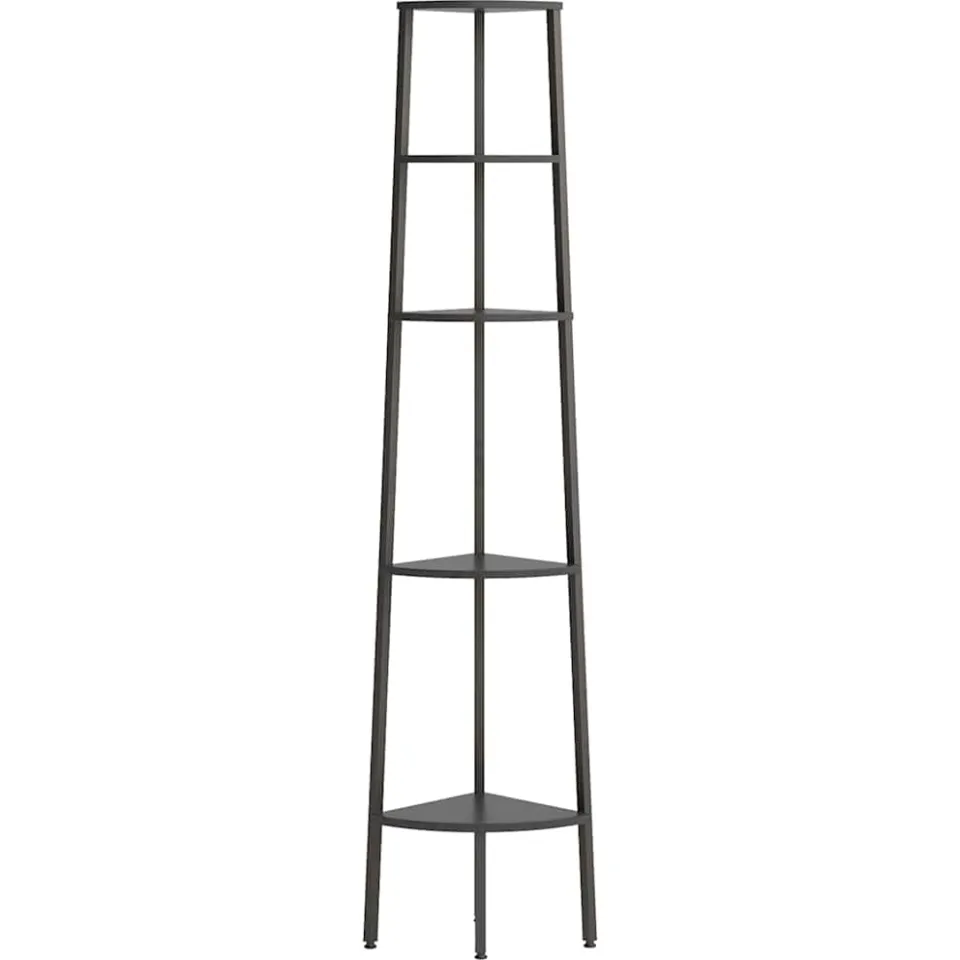 vidaXL Hoekkastje met 5 schappen 45,5x31,5x180 cm zwart
