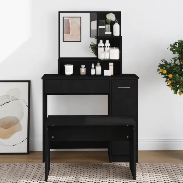 GranMaison Kaptafel - Make up tafel - Make up - Toilettafel -Met lades - 86,5 x 35 x 136 cm - Zwart