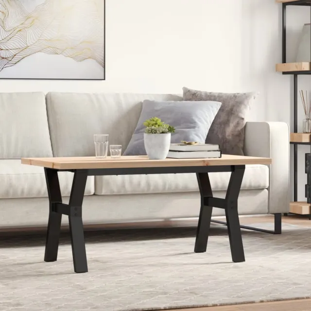 vidaXL Salontafel Y-frame 100x50x45,5 cm grenenhout en staal Bruin