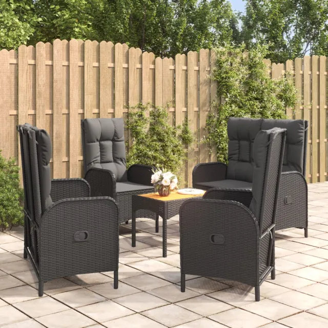 vidaXL 5-delige Tuinset met kussens poly rattan zwart, foto 2