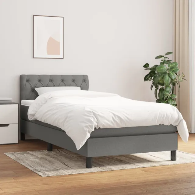 vidaXL Boxspring met matras stof donkergrijs 80x200 cm grijs