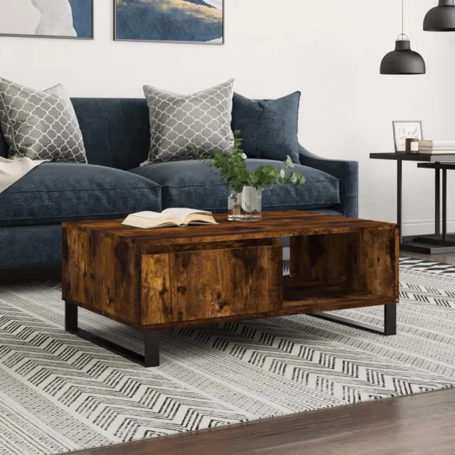 vidaXL Salontafel 90x60x35 cm bewerkt hout gerookt eikenkleurig, foto 2