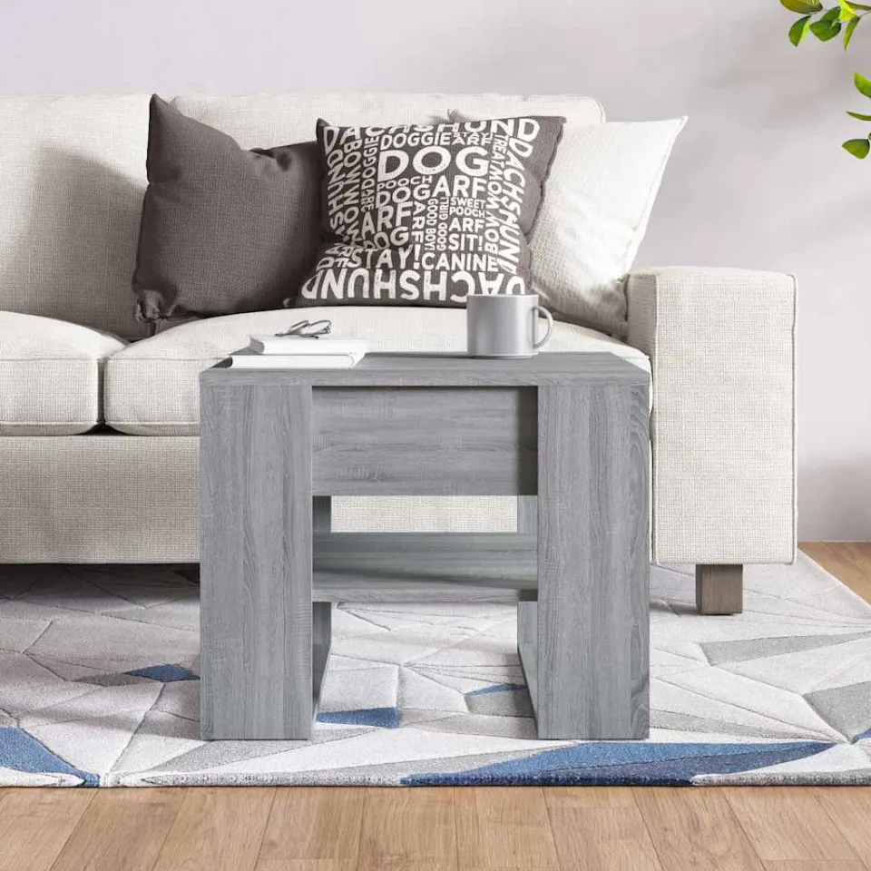 vidaXL Salontafel 55,5x55x45 cm bewerkt hout grijs sonoma eikenkleurig, foto 3