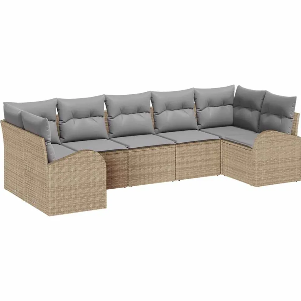 vidaXL Tuin Sofa Set 7 st 7-zits Beige poly rattan