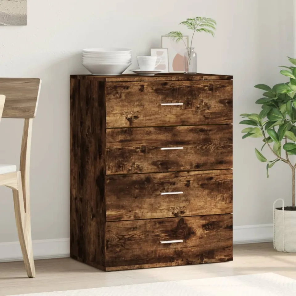 vidaXL Dressoir 60x39x80 cm bewerkt hout gerookt eikenkleurig, foto 3