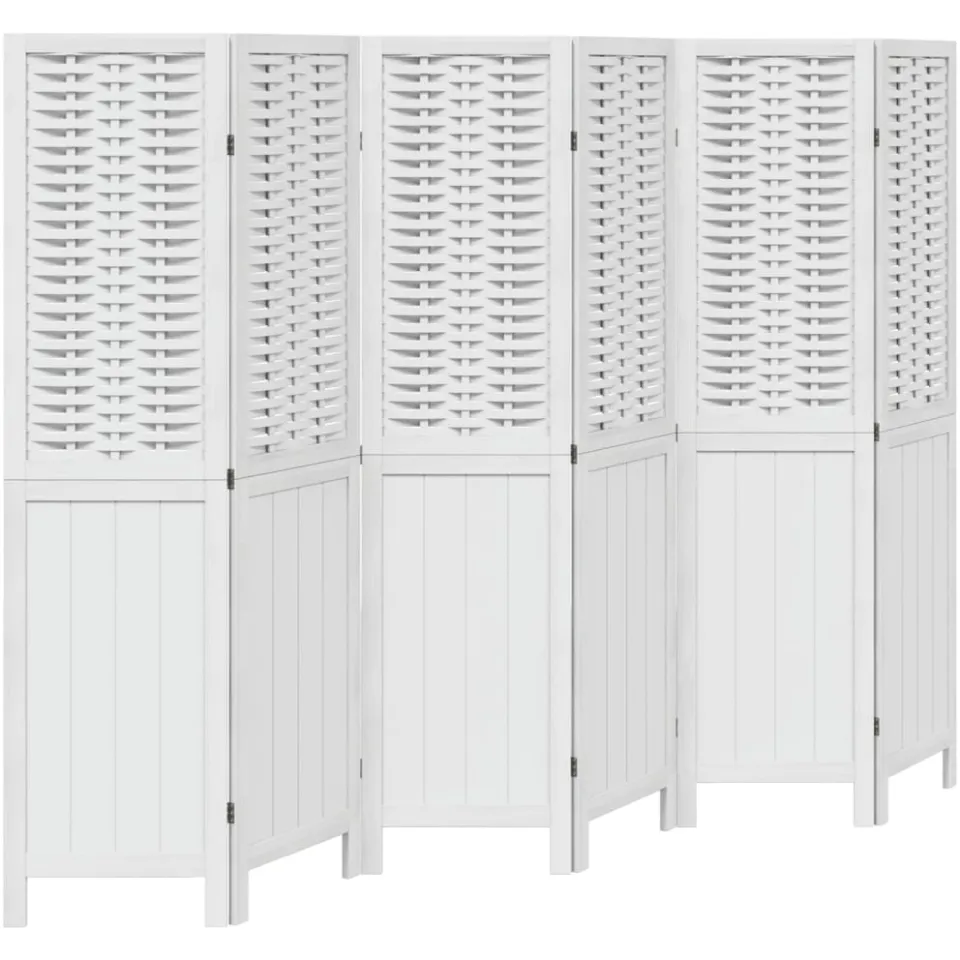 vidaXL Kamerscherm met 6 panelen massief paulowniahout wit