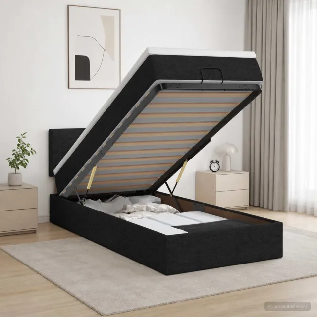 vidaXL Ottoman bed met matras met hoofdeinde Zwart 100 x 200 cm Stof