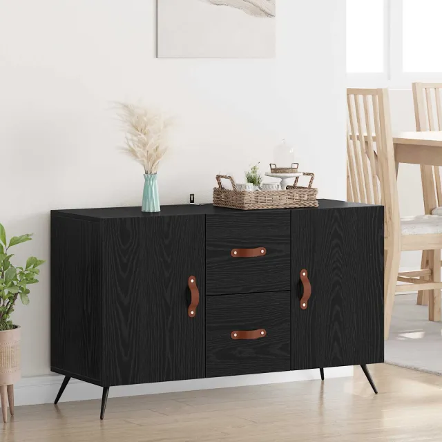 vidaXL Dressoir Zwart Eiken 100 x 36 x 60 cm Bewerkt hout