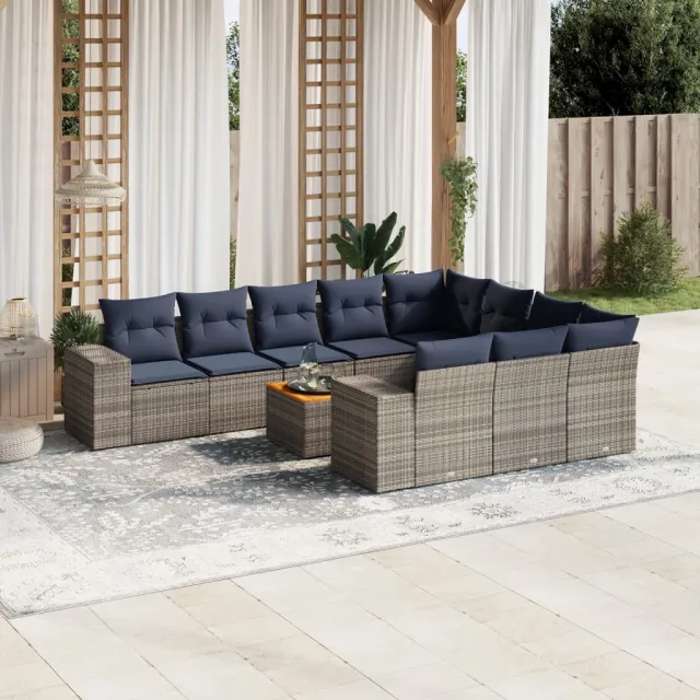 vidaXL Patio Sofa Set 10-zits Grey and Dark Grey, foto 2