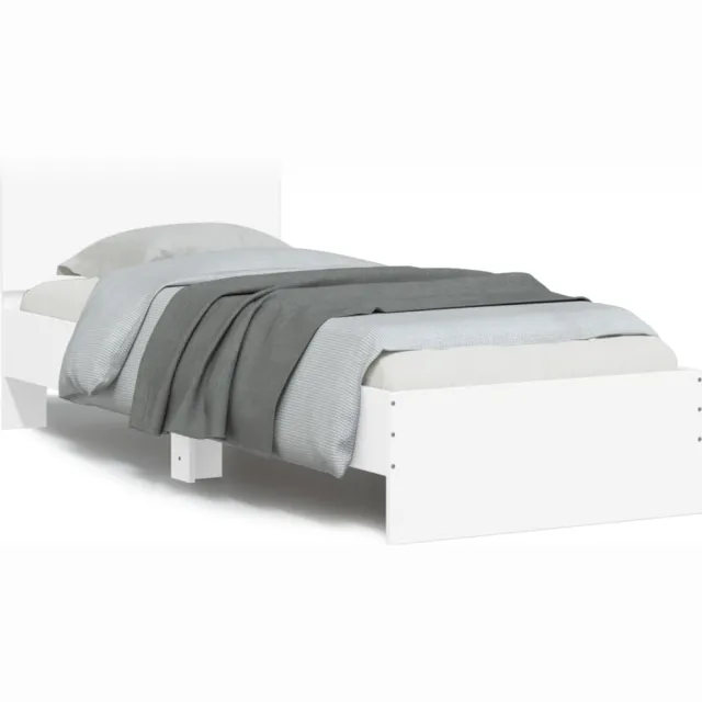 vidaXL Bedframe met hoofdbord en LED-verlichting wit 90x200 cm