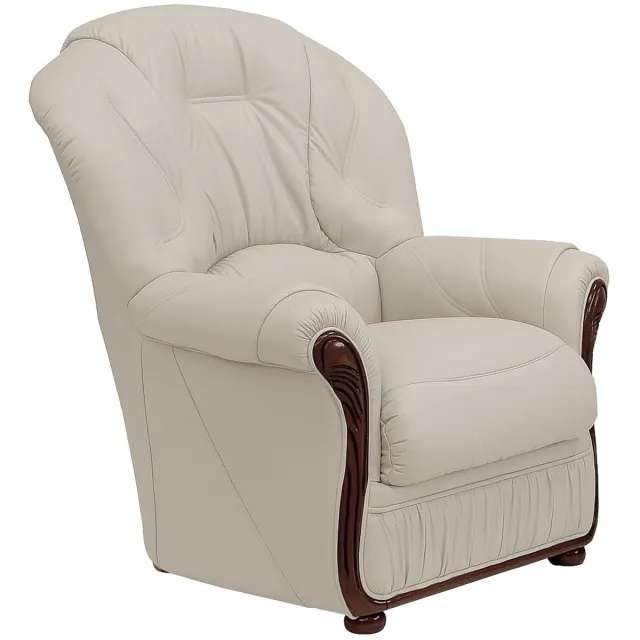 Vente-unique Fauteuil van 100% ivoorwit buffelleder DAPHNE