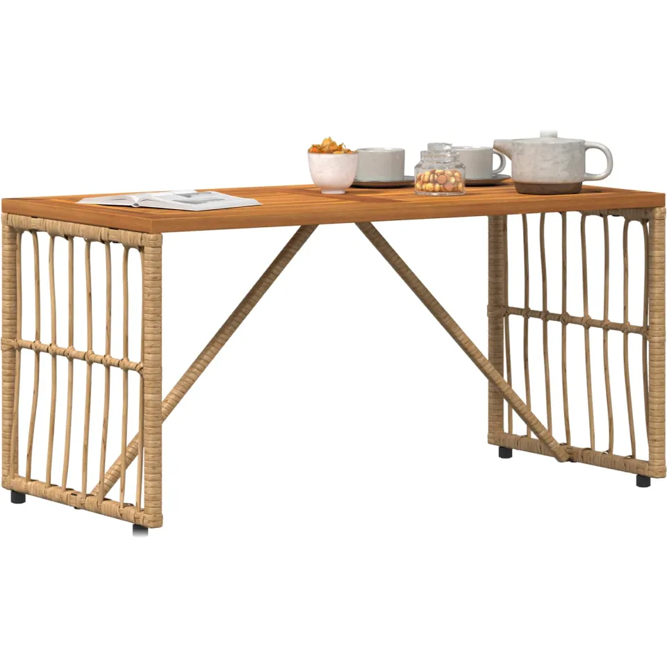 vidaXL Buiten Tafel Naturel 80 x 40 x 40 cm Staal en Poly Rattan Bruin