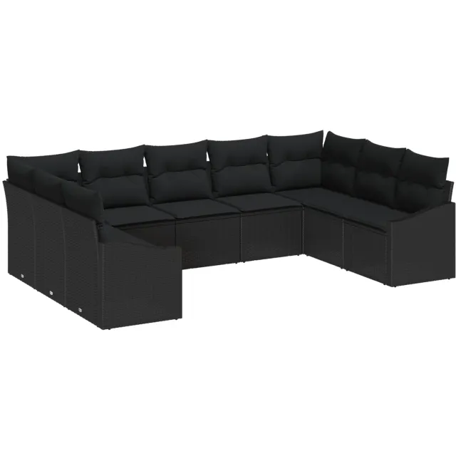 vidaXL Tuinbankenset 9 st Zwart poly rattan