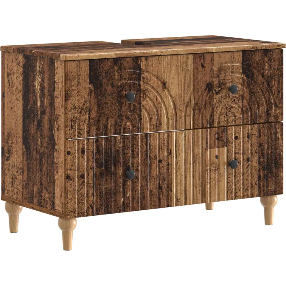 vidaXL Badkamer wastafelkast ALKMAAR Oud hout 82 x 41 x 59 cm bruin, foto 3