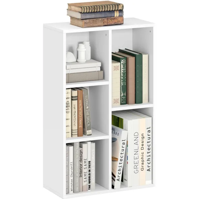 Homcom boekenkast 5 vakken - Boekenrek - Opbergrek - Wit Weiß