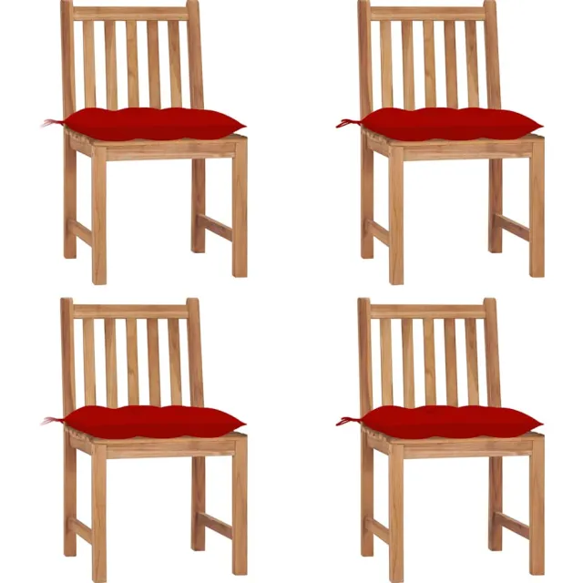 vidaXL Tuinstoelen 4 st met kussens massief teakhout Rood