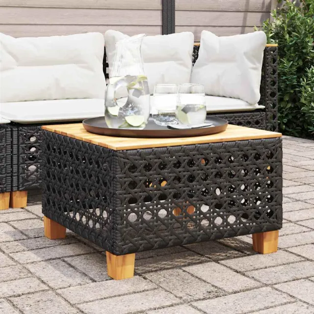 vidaXL Tuintafel 55x55x36 cm poly rattan en acaciahout zwart, foto 2