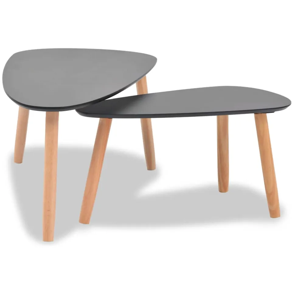 vidaXL 2-delige Salontafelset massief grenenhout zwart, foto 4