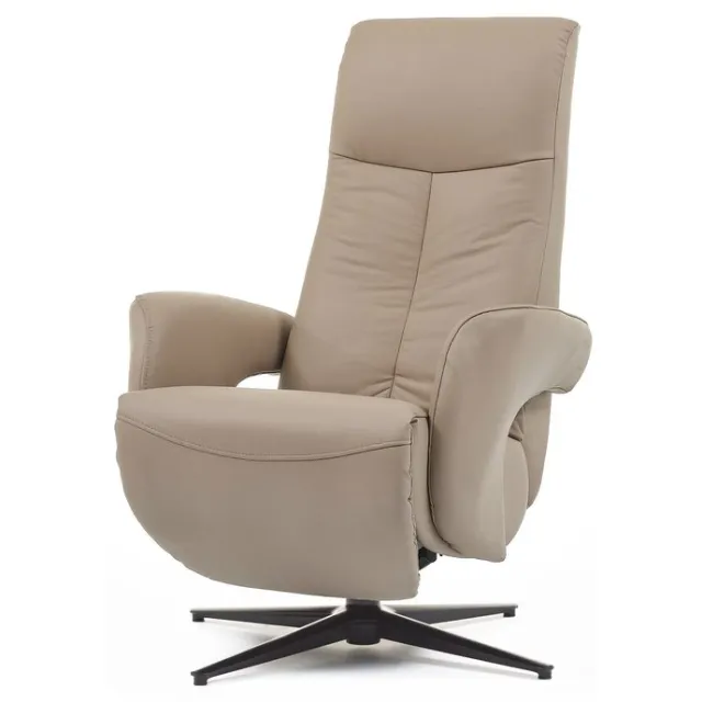 Zenda Relaxstoel Palermo - taupe - leder - gebruiksklaar afgeleverd - Draaibaar - Elektrisch - Relaxfauteuil