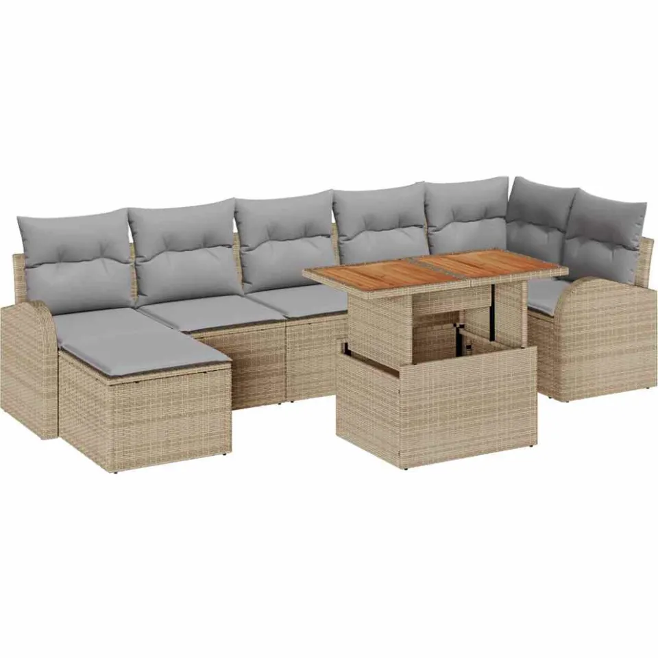 vidaXL Tuin Sofa Set 8 st beige en lichtgrijs