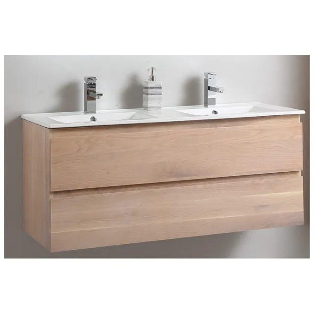 Casajoy Badkamermeubel Casajoy Boston 120x46x55cm Eiken Met Keramieken Wastafel Wit