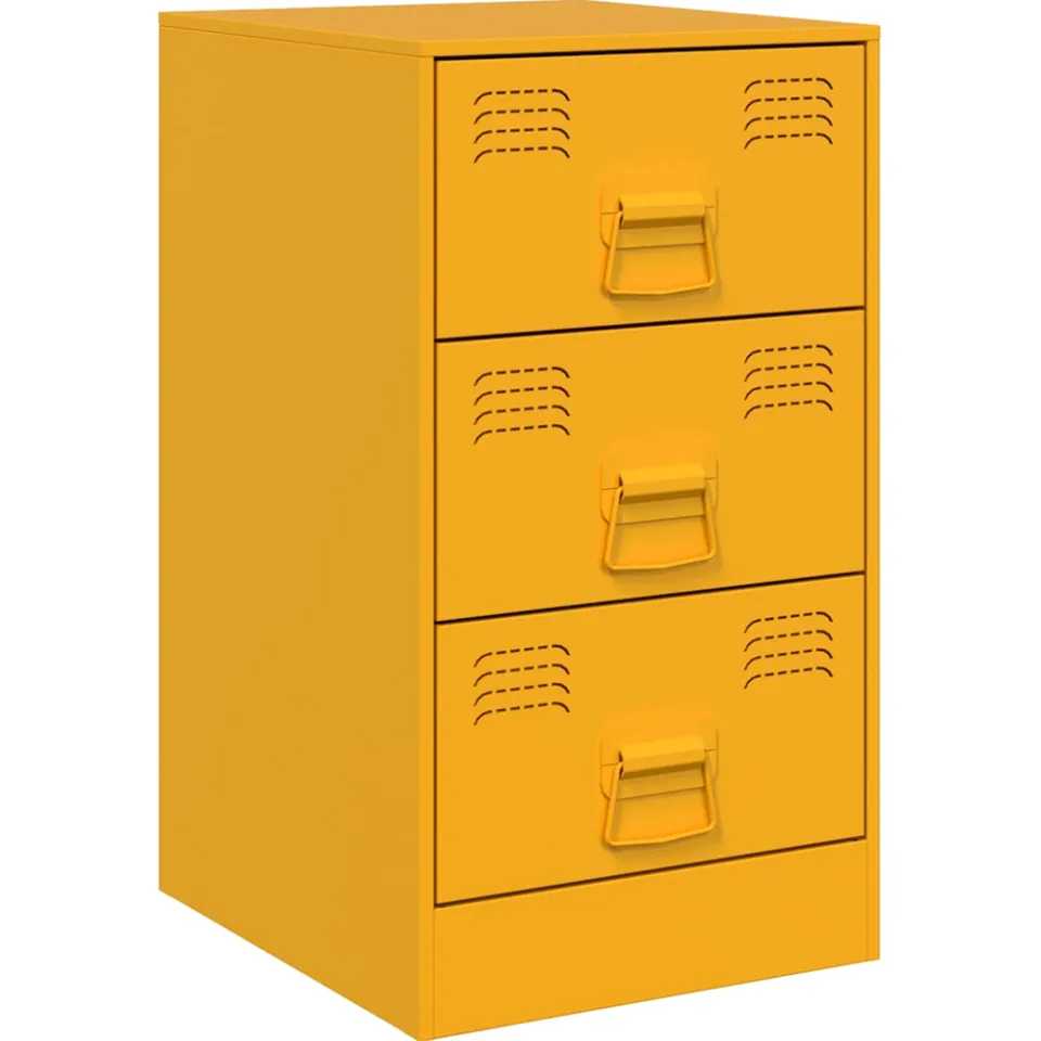 vidaXL Nachtkastjes 2 st 34,5x39x62 cm staal mosterdgeel