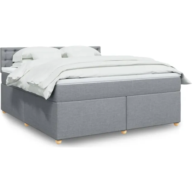 vidaXL Boxspring met matras stof lichtgrijs 180x200 cm grijs