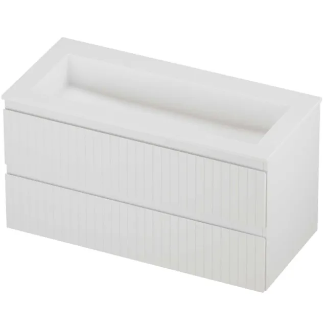 Proline Aristo Badmeubelset Polystone Elegant Zonder Gat 100x46x54 cm Mat White Mat Wit