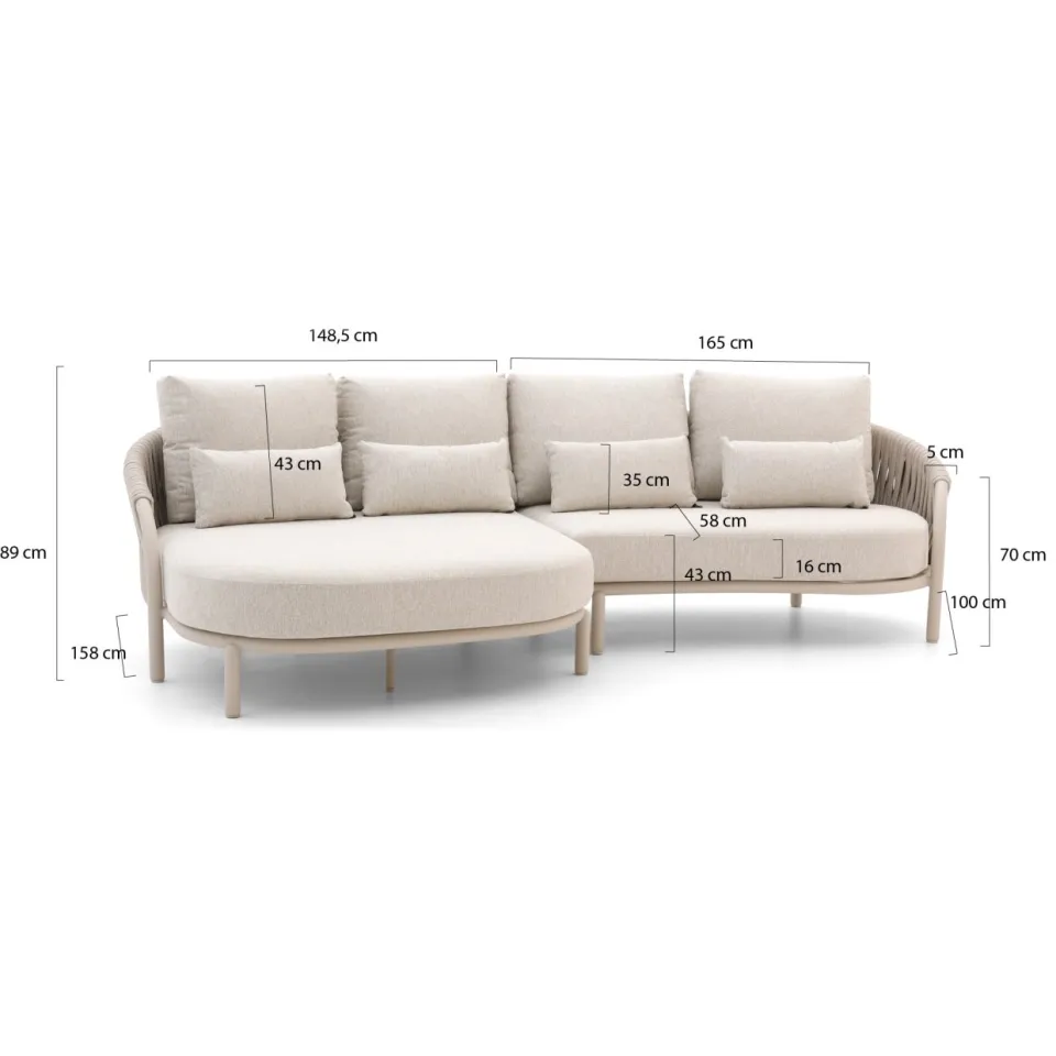 Suns Feroli chaise longue loungeset 2-delig rechts taupe, foto 2