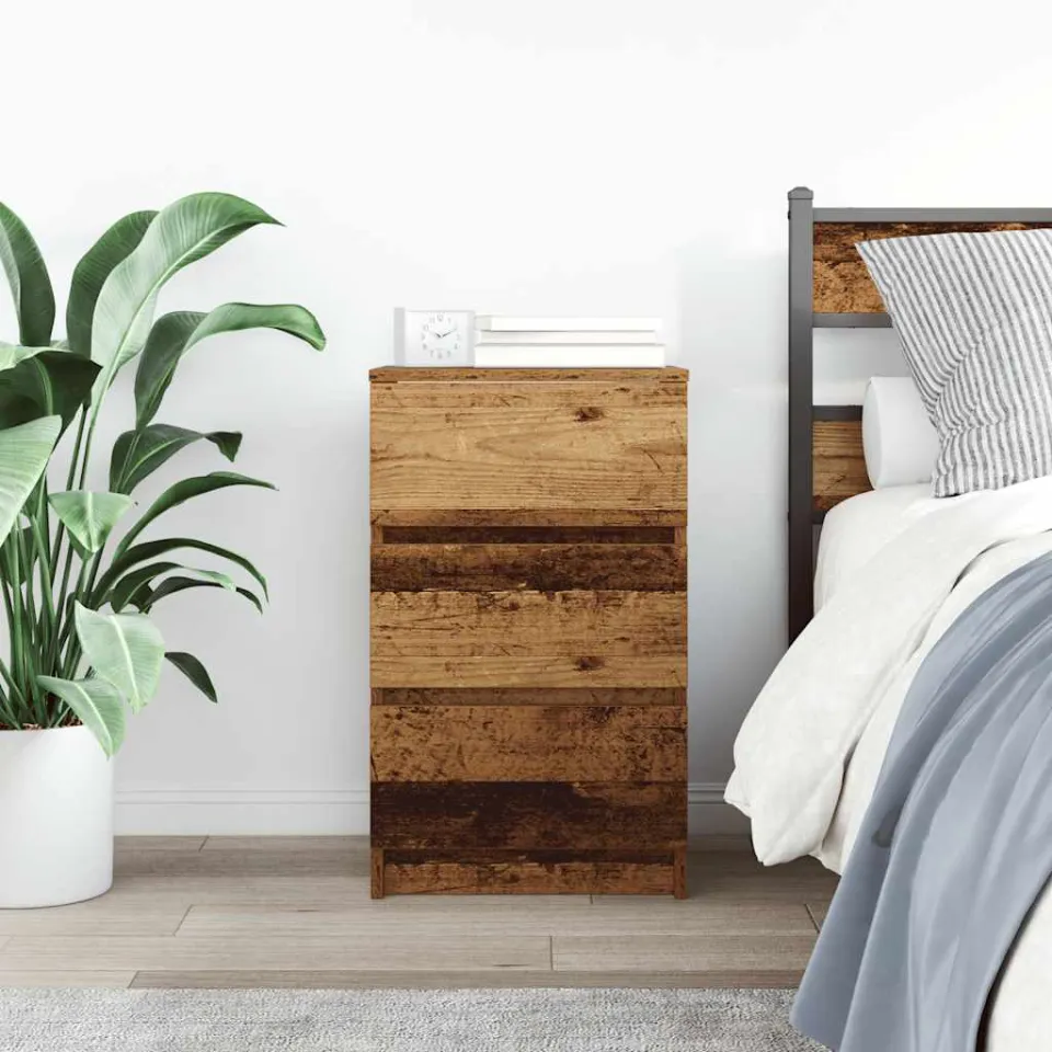 vidaXL Nachtkastje met 3 lades 39x35x65 cm oud hout bruin, foto 2