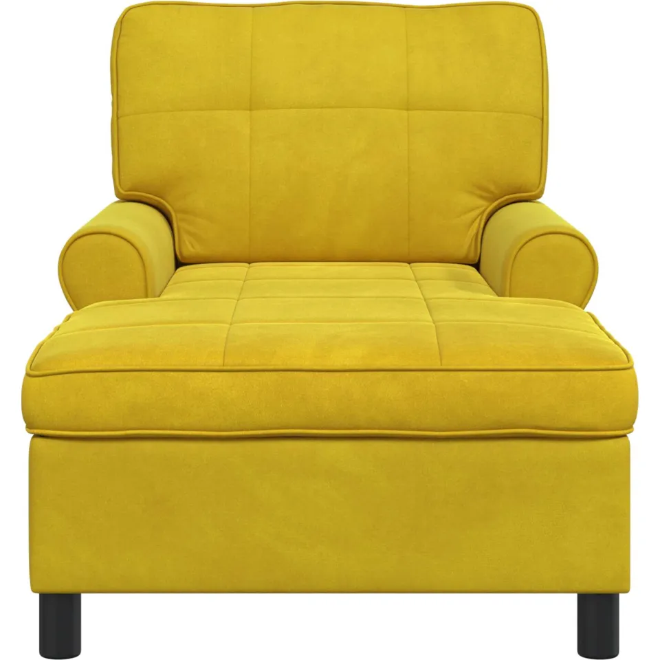vidaXL Chaise Lounge met kussen Geel 91 x 157 x 91 cm Fluweel