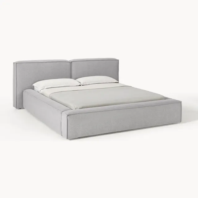 Westwing Collection Gestoffeerd bed Lennon grijs