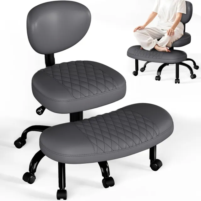 Hiaonyx bureaustoel - ergonomische bureaustoel - bureaustoelen voor volwassenen - Ergonomische kniestoel - 360° draaibare voetensteun - uitschuifbaar design - ademende rugleuning - 200 kg - Grijs