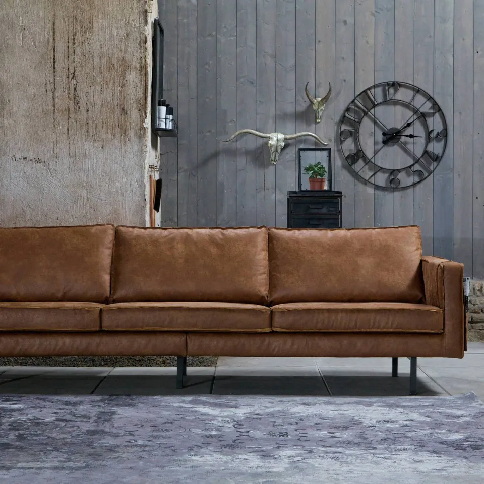 WOOOD Rodeo 3-zitsbank recycle leer cognac, foto 2