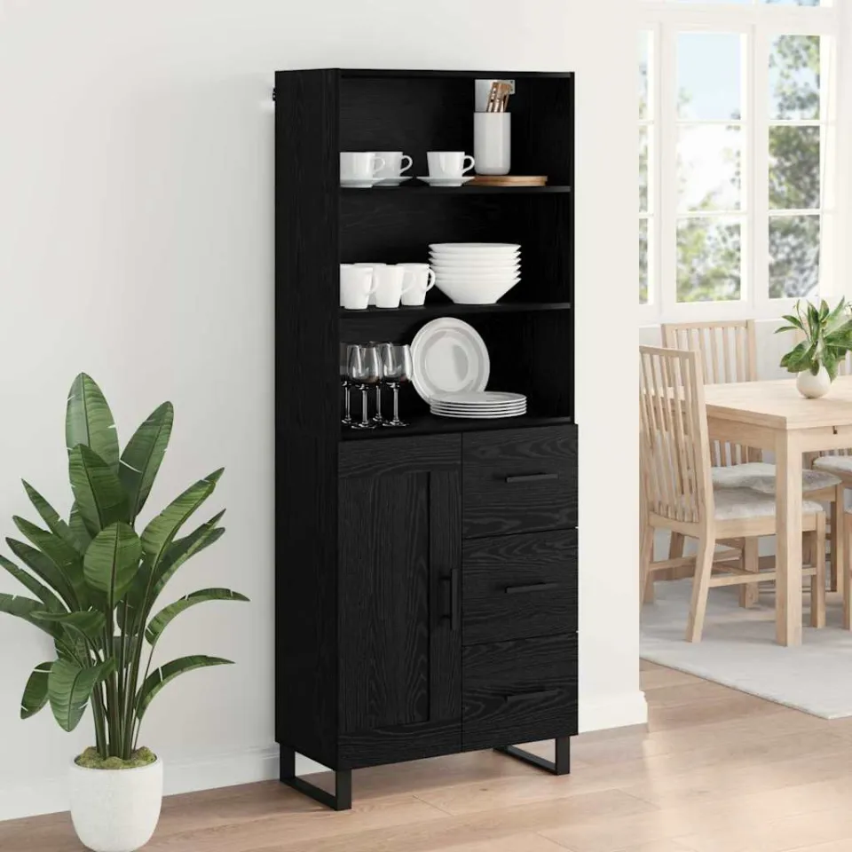vidaXL Hoge kast 2 st Zwart Eiken 69,5 x 34 x 180 cm, foto 4