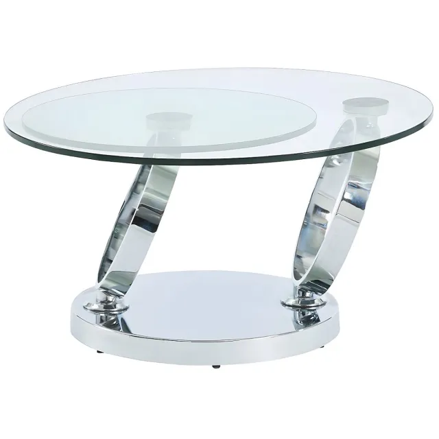 Vente-unique Set salontafel met draaiend transparant blad JOLINE en grijs shaggy tapijt MAZE Transparant, Grijs, Zilverkleurig