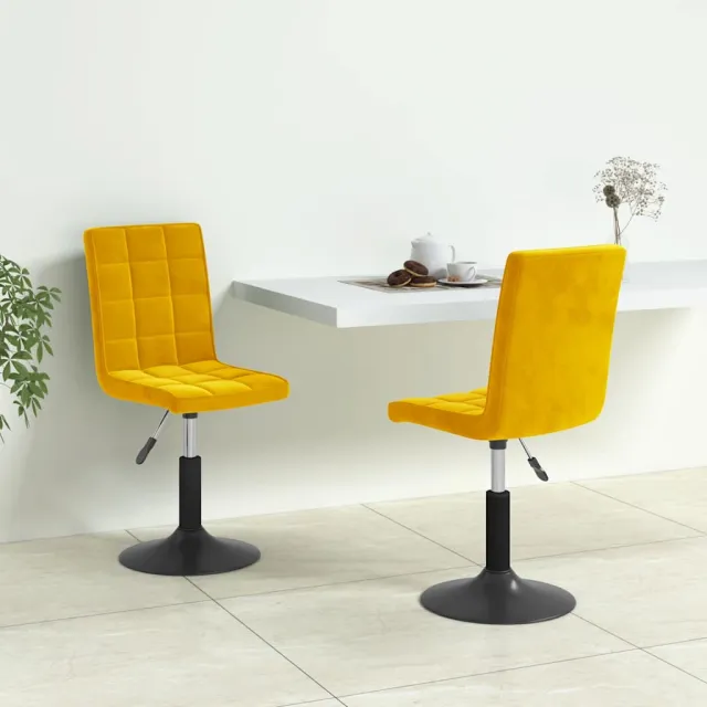 vidaXL Eetkamerstoelen draaibaar 2 st fluweel mosterdgeel, foto 2