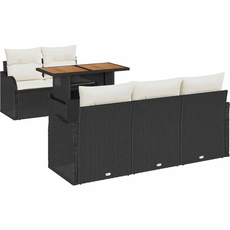 vidaXL Tuin Sofa Set 6 st Zwart Poly riet, foto 4