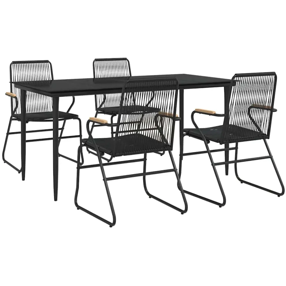 vidaXL 5-delige Tuinset PVC-rattan zwart