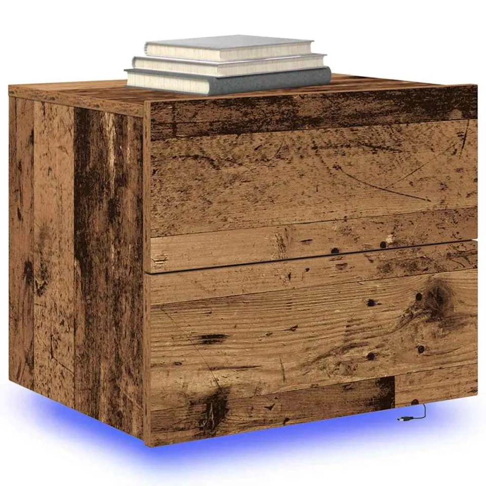 vidaXL Nachtkastje Oudhout 50 x 39 x 41 cm Bewerkt hout Bruin