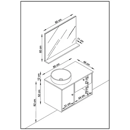 T-bath Badmeubelset Lars 80cm Eiken, foto 4