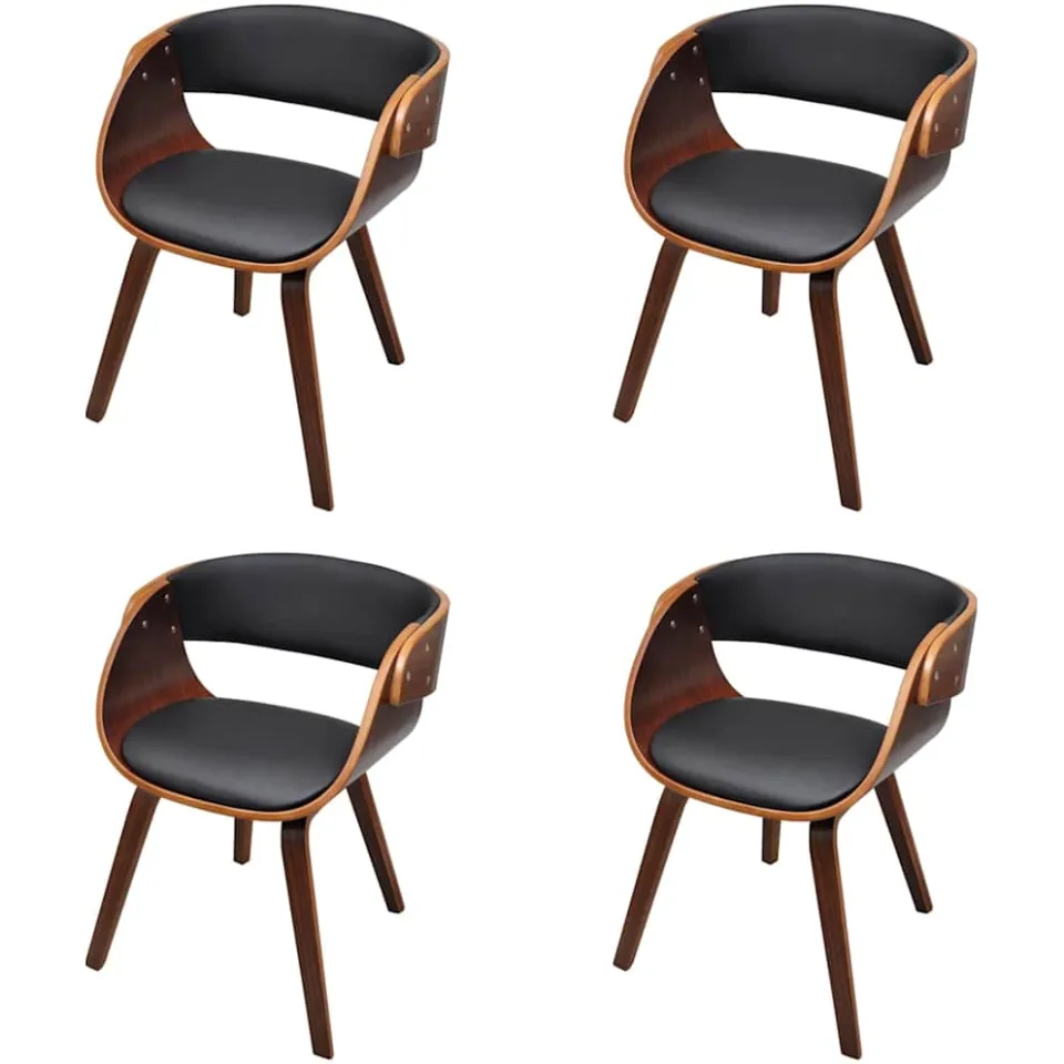 vidaXL Eetkamerstoelen 4 st gebogen hout en kunstleer bruin, foto 3