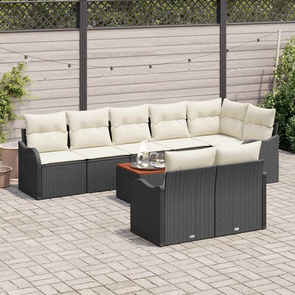 vidaXL Tuinbankenset 9 st Zwart poly rattan, foto 3