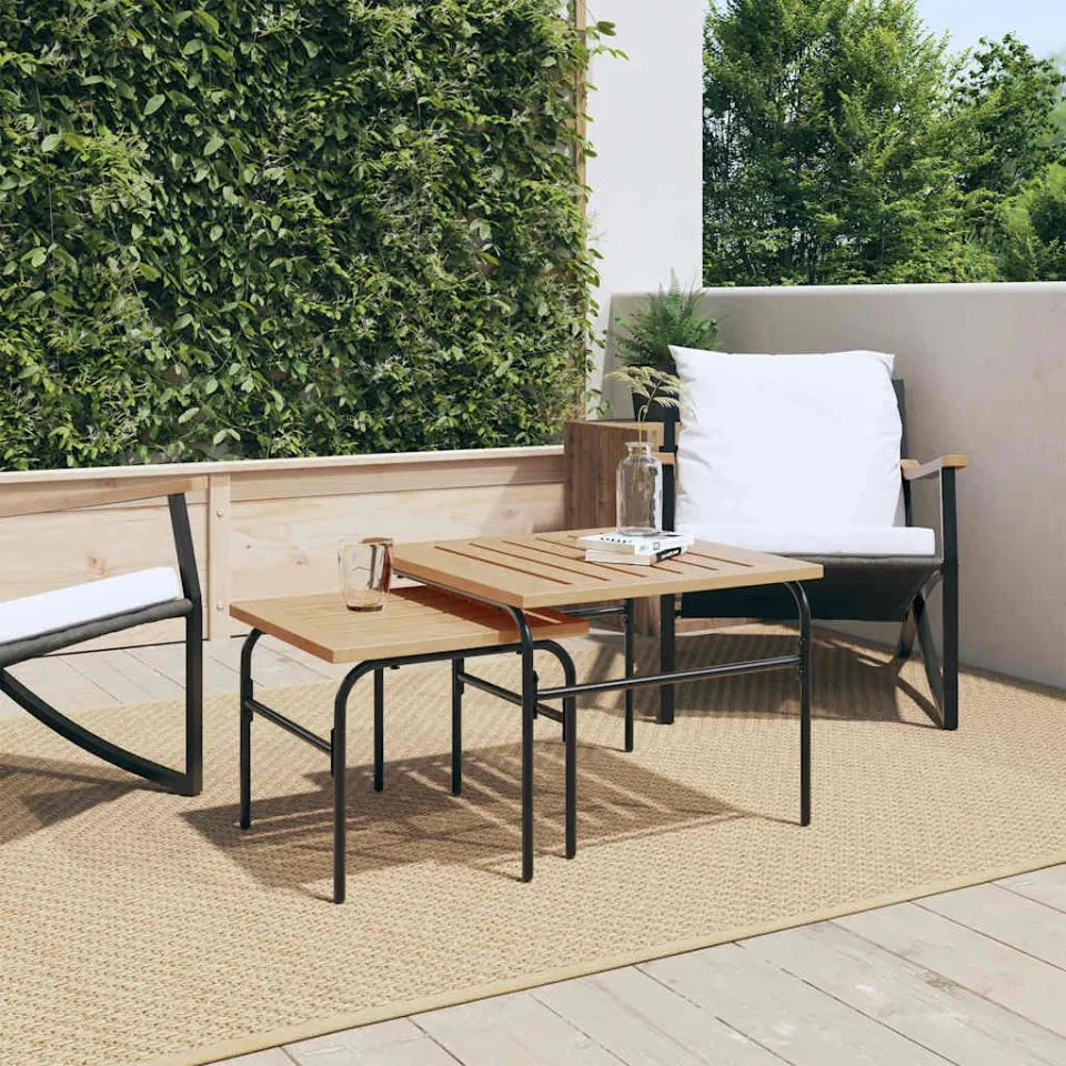 vidaXL 2-delige Tuintafeltjesset staal bruin en zwart, foto 3