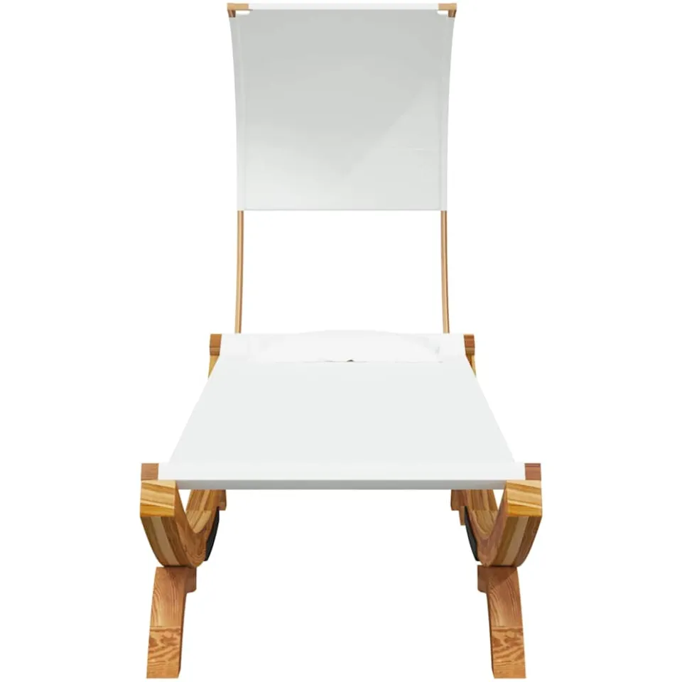 vidaXL Loungebed met luifel 100x200x126 cm massief gebogen hout crème