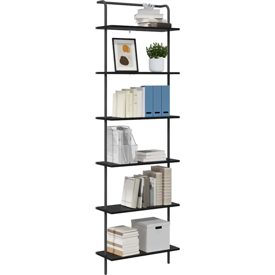 vidaXL Boekenkast 6-laags 60 x 24 x 203 cm Bewerkt hout Zwart Eiken