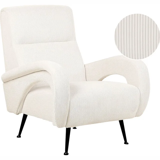 Beliani SVALOV - Fauteuil - Off-white - Corduroy Wit
