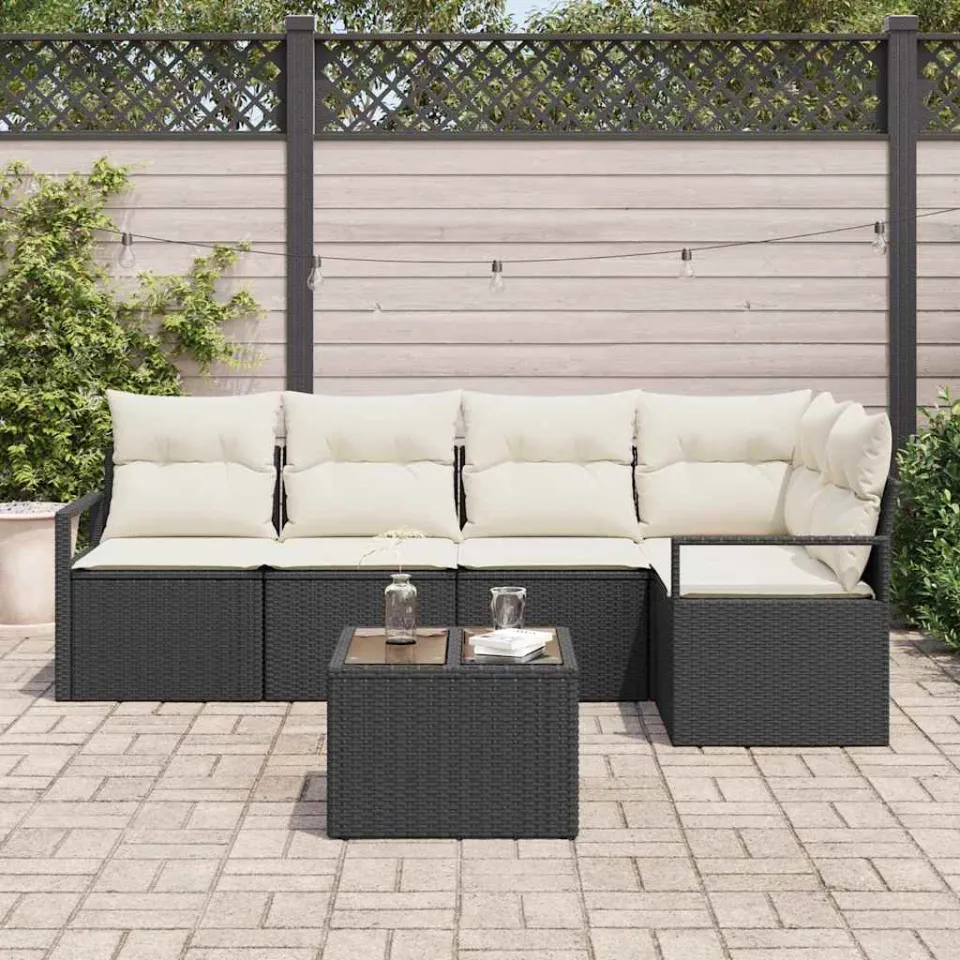 vidaXL Bankstel 6 st Zwart poly rattan, foto 3