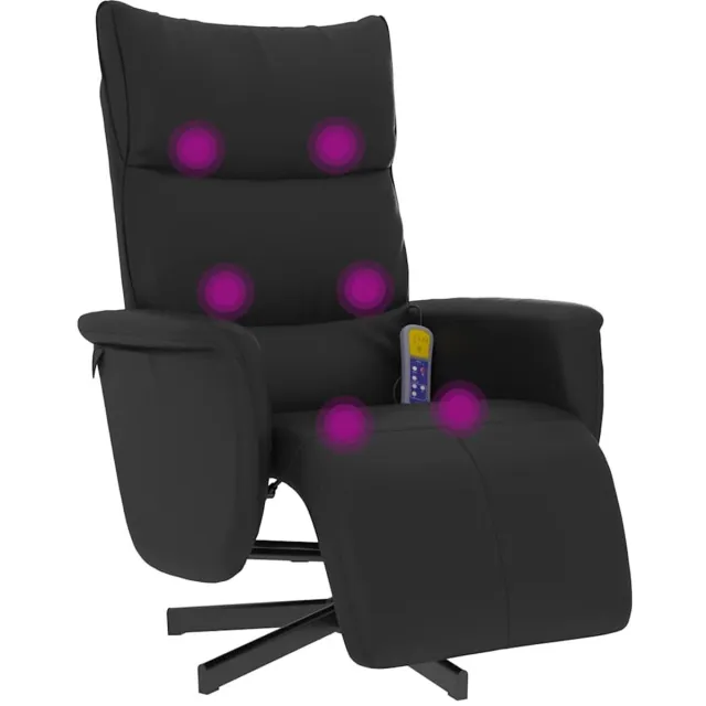 vidaXL Massagestoel - verstelbaar - met - voetensteun - kunstleer - zwart