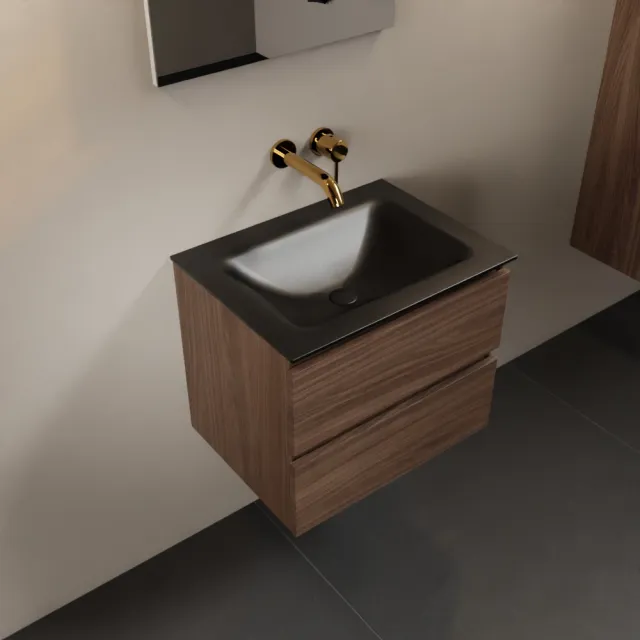Mondiaz AIVY 60cm badmeubel Mocha, wastafel Urban solid surface midden zonder kraangat (AI-351111URBAN-NO - AI-M60MOMI)